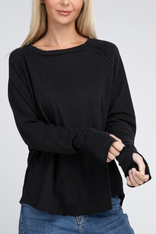 RAGLAN SLEEVE THUMBHOLE TEE Shai Blu