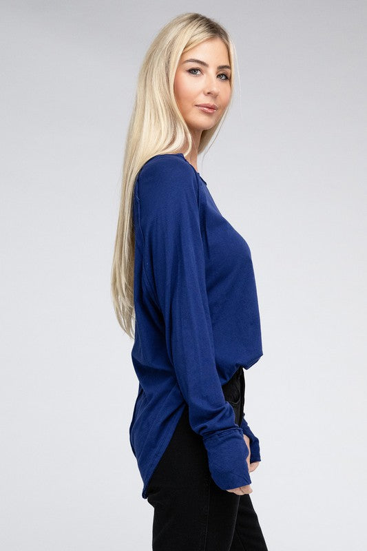 RAGLAN SLEEVE THUMBHOLE TEE Shai Blu