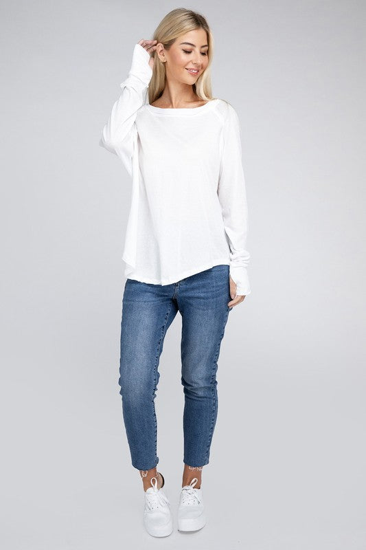 RAGLAN SLEEVE THUMBHOLE TEE Shai Blu