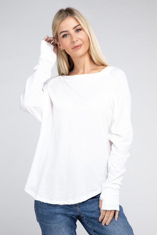 RAGLAN SLEEVE THUMBHOLE TEE Shai Blu