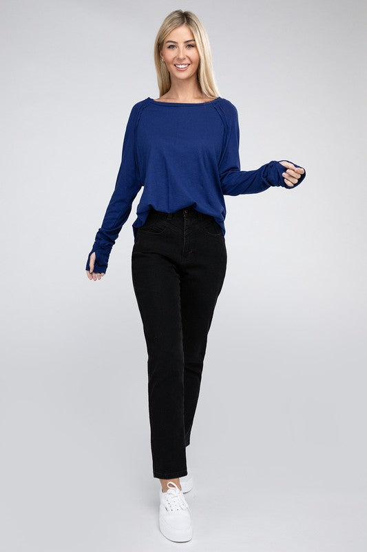 RAGLAN SLEEVE THUMBHOLE TEE Shai Blu