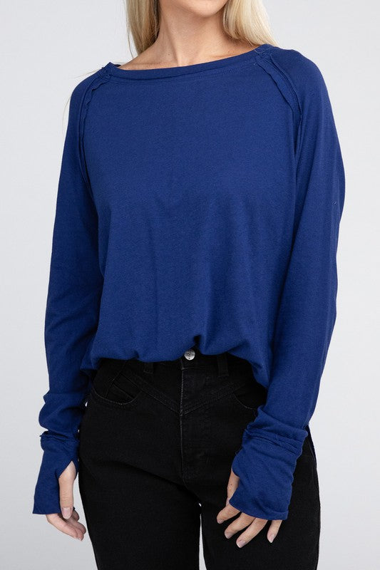 RAGLAN SLEEVE THUMBHOLE TEE Shai Blu