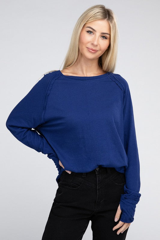 RAGLAN SLEEVE THUMBHOLE TEE Shai Blu