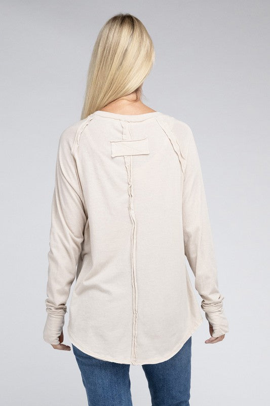 RAGLAN SLEEVE THUMBHOLE TEE Shai Blu