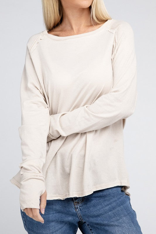 RAGLAN SLEEVE THUMBHOLE TEE Shai Blu