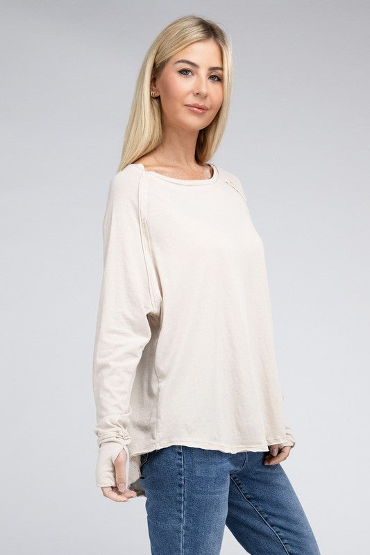 RAGLAN SLEEVE THUMBHOLE TEE Shai Blu