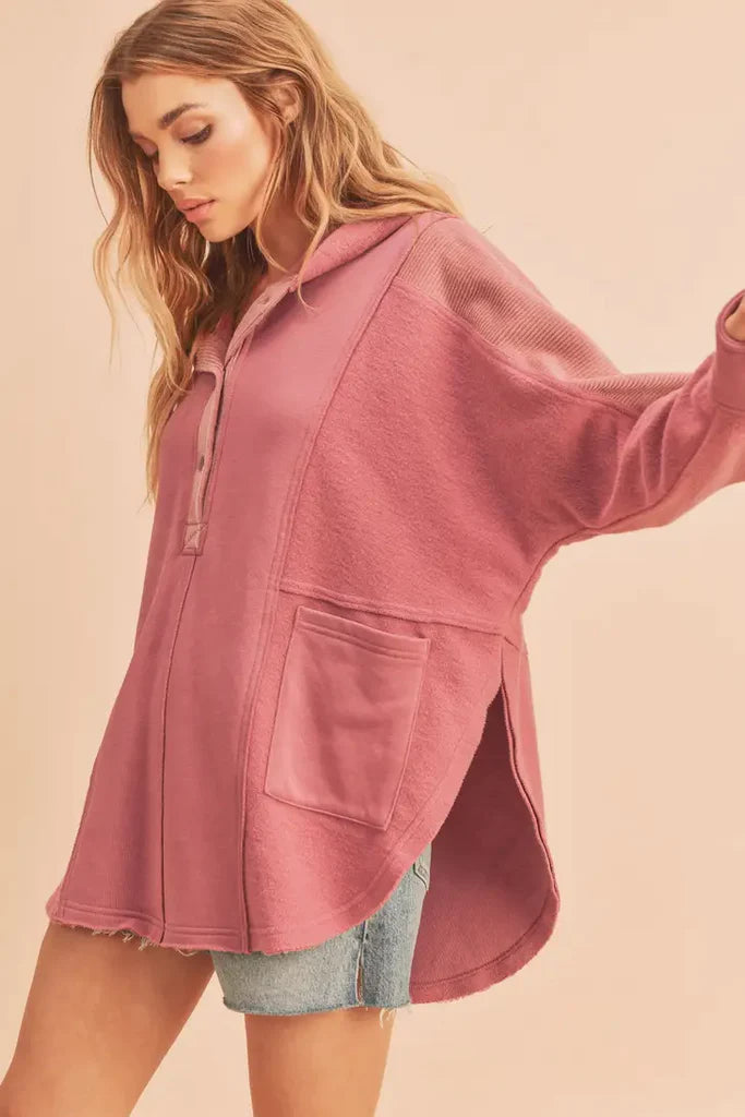 HENLEY PULLOVER BERRY Shai Blu