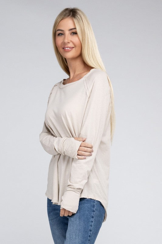 RAGLAN SLEEVE THUMBHOLE TEE Shai Blu