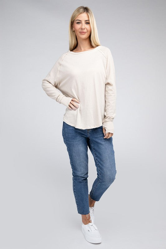 RAGLAN SLEEVE THUMBHOLE TEE Shai Blu