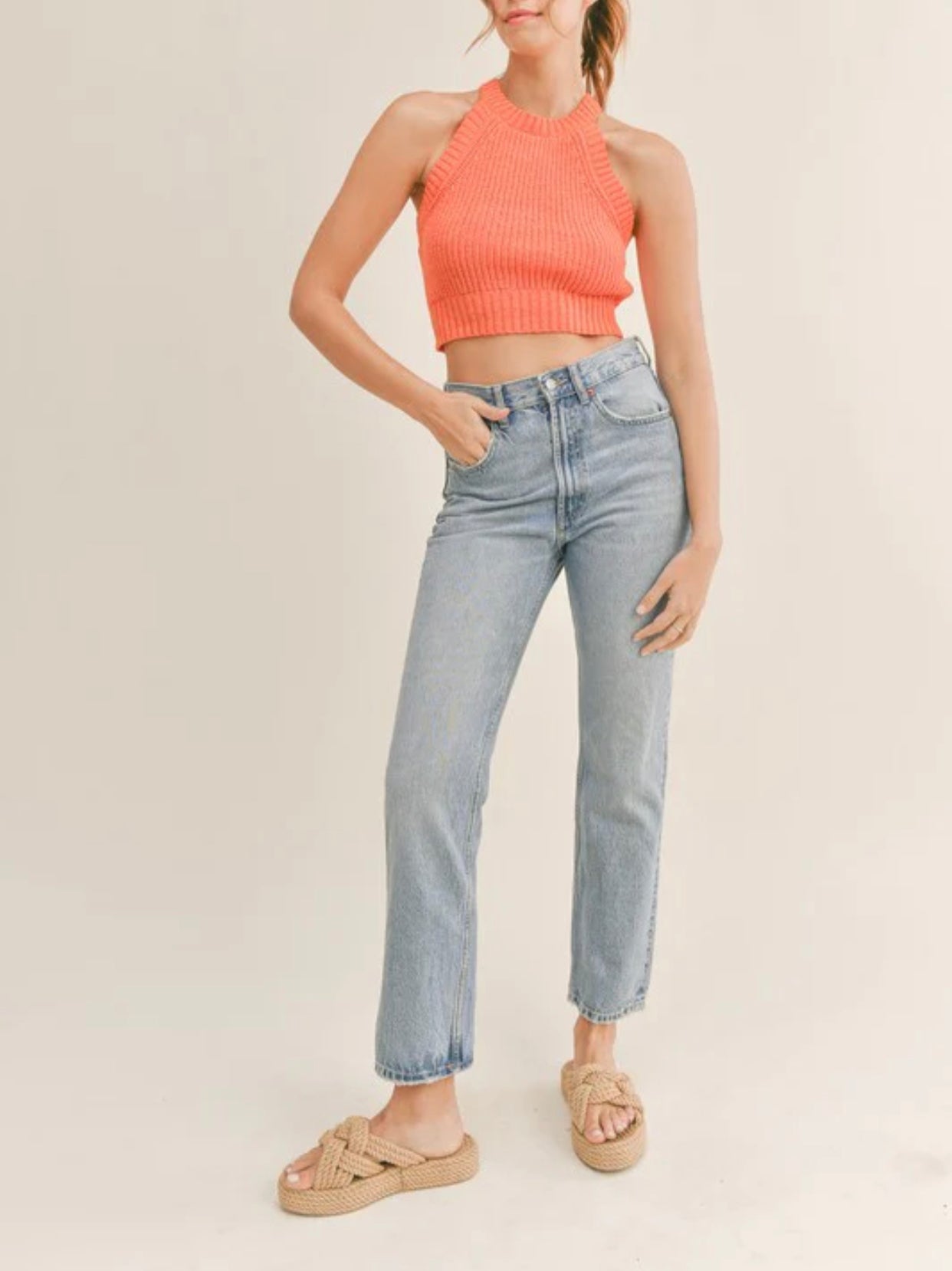 *HALTER KNIT SWEATER ORANGE Shai Blu