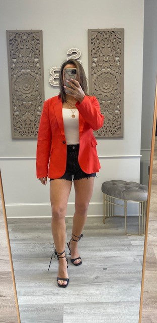 PRE-ORDER: SINGLE BUTTON BLAZER RED ORANGE Shai Blu