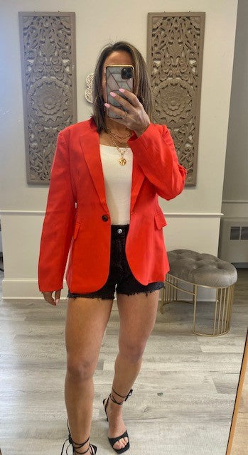 PRE-ORDER: SINGLE BUTTON BLAZER RED ORANGE Shai Blu