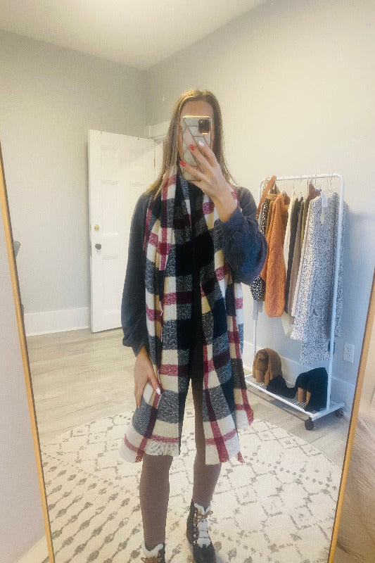 PLAID SCARF IVORY/RED/BLACK Shai Blu