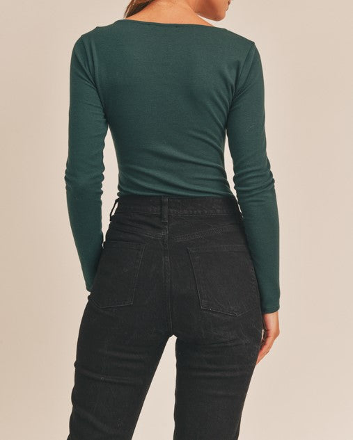 * ASYMMETRICAL BODYSUIT EMERALD GREEN Shai Blu