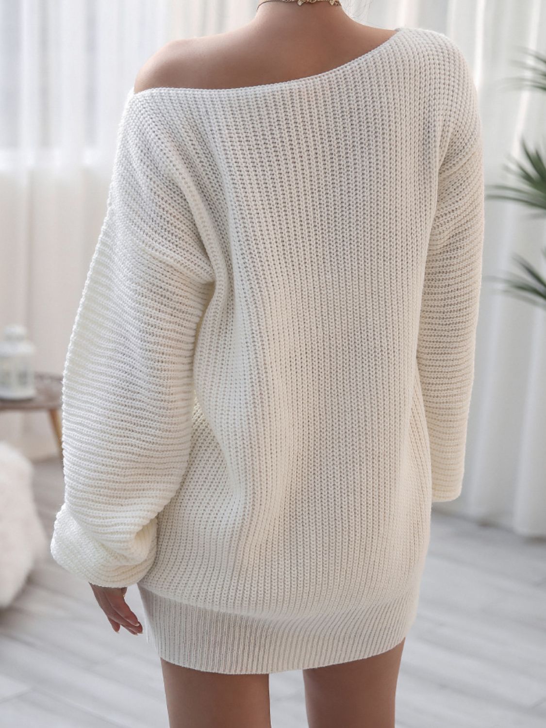 Lantern Sleeve Sweater Dress Trendsi