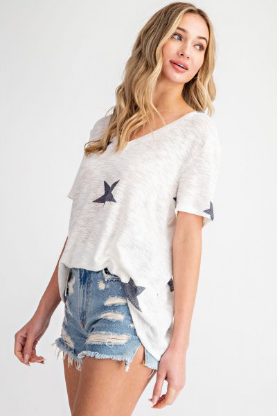 COUNTING THE STARS KNIT TOP Shai Blu
