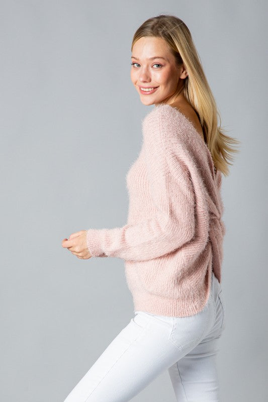 PARTY IN THE BACK SWEATER DUSTY PINK Shai Blu