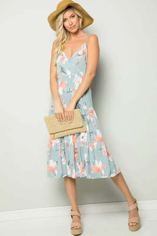 FLORAL RELAXED FIT MIDI DRESS Shai Blu