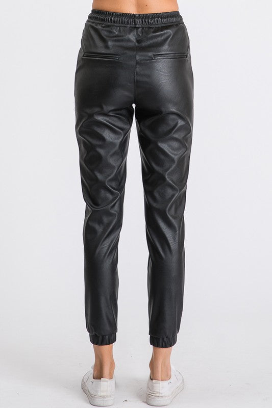 *FAUX LEATHER JOGGERS BLACK Shai Blu