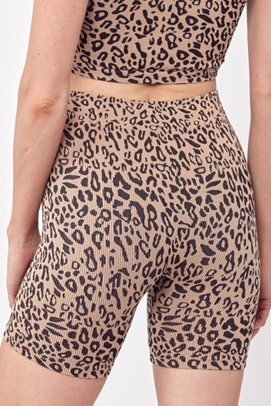 High waisted store leopard biker shorts