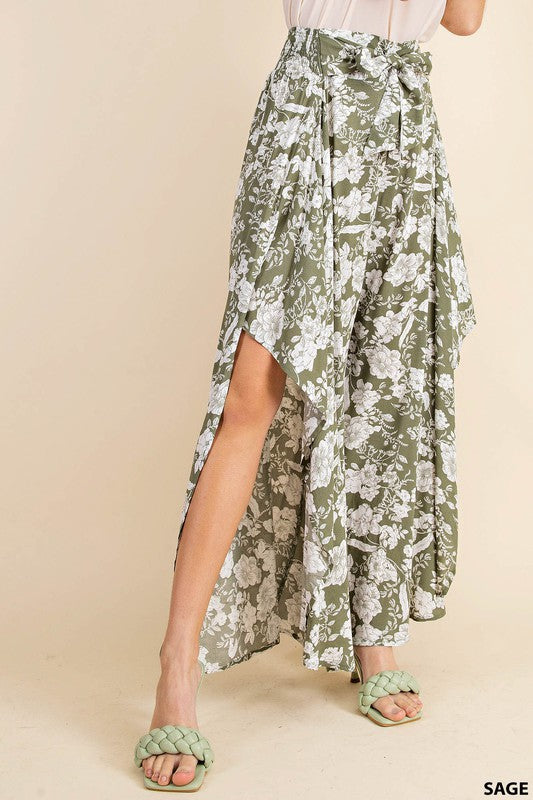 FLORAL WIDE LEG PANTS SAGE Shai Blu