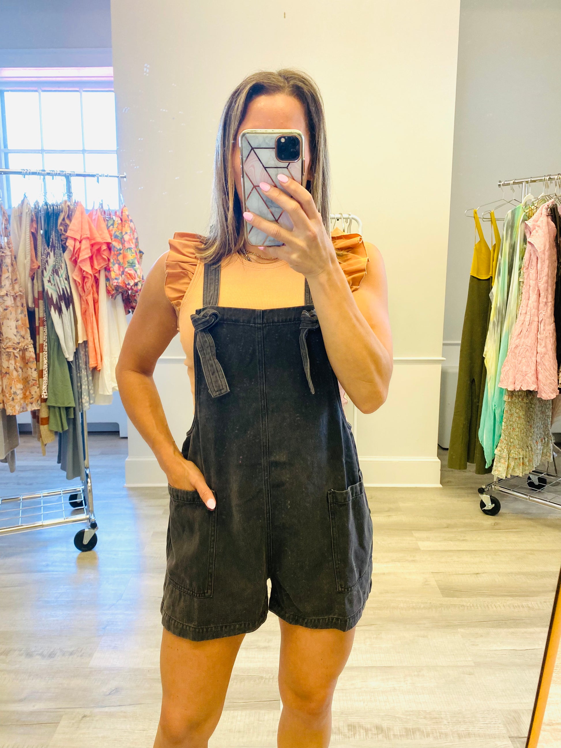 Overall Shorts Charcoal Shai Blu